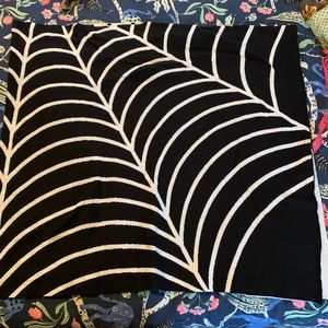 Black and White Knit Spiderweb Poncho